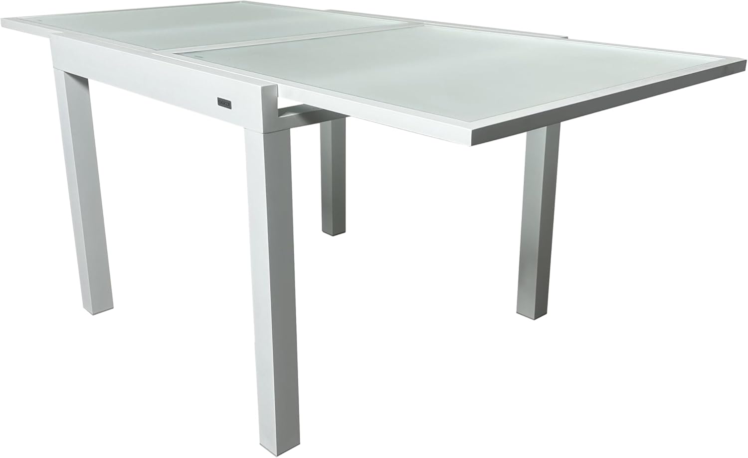 MOMMA HOME Table extensible de jardin en aluminium et verre trempé - Table carrée extensible d'extérieur - Dimensions 90/150 x 90 x 74 cm (blanc)