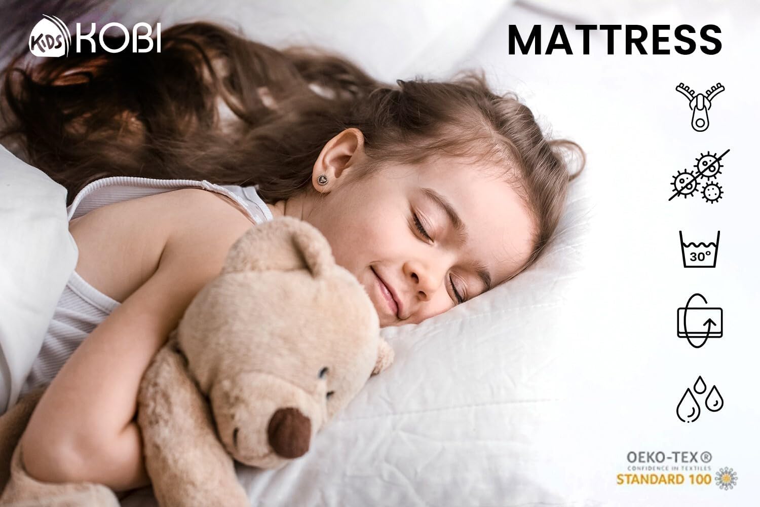 KOBI Lit Enfant FALA Blanc | avec Rangement é Tiroir | 160x80 cm | Lit Garcon Petite Fille Lits pour Enfants | avec Un Matelas et Un Cadre | Meuble la Chambre Bebe | Lit Simple avec Barriere