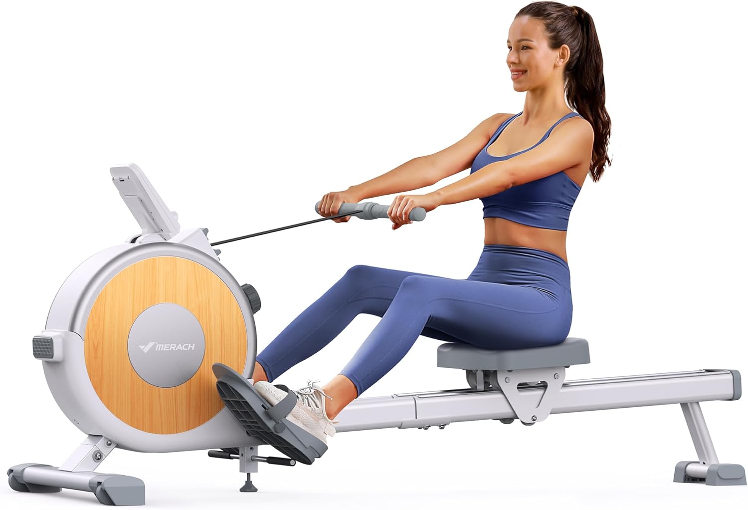 MERACH Rameur Musculation D'appartement, 16 Niveaux de Résistance, Rameur Magnétique Silencieux avec APP Exclusive, Rails Doubles Améliorés pour Plus de Stabilité, Assemblage Facile