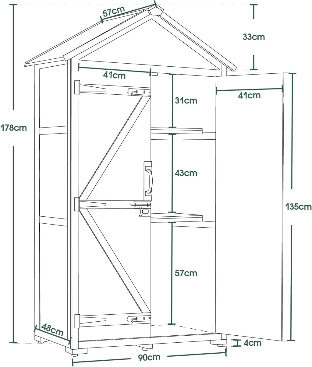 M MCombo Armoire de Jardin avec Toit à pignon en Bois imperméable Gris/Naturel 1000D 48 x 90 x 178 cm (Naturel)