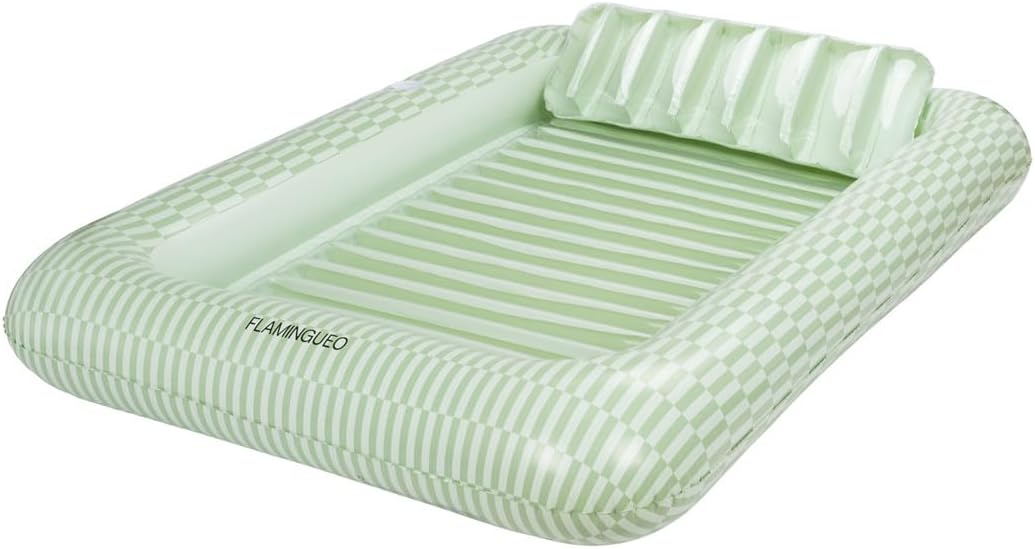 Flamingueo Bouee Piscine - Matelas Piscine, Bouee Piscine Adulte, Matelas de Plage, Accessoires Piscine, Bouée, Tanning Pool (205 x 140 x 38 cm)