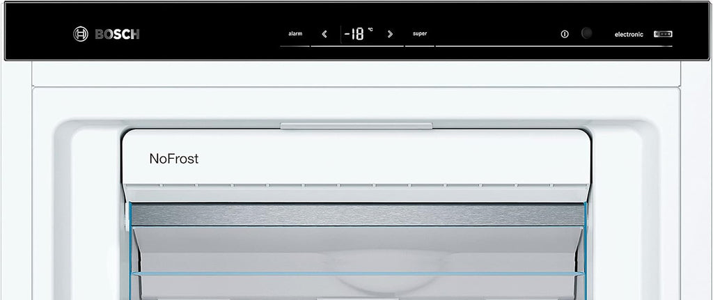 Bosch GSN54AWCV Série 6 Congélateur XXL 176 x 70 cm extra large 327 L NoFrost ne dégivrage plus jamais avec éclairage LED uniforme BigBox Espace pour gros aliments congelés Blanc