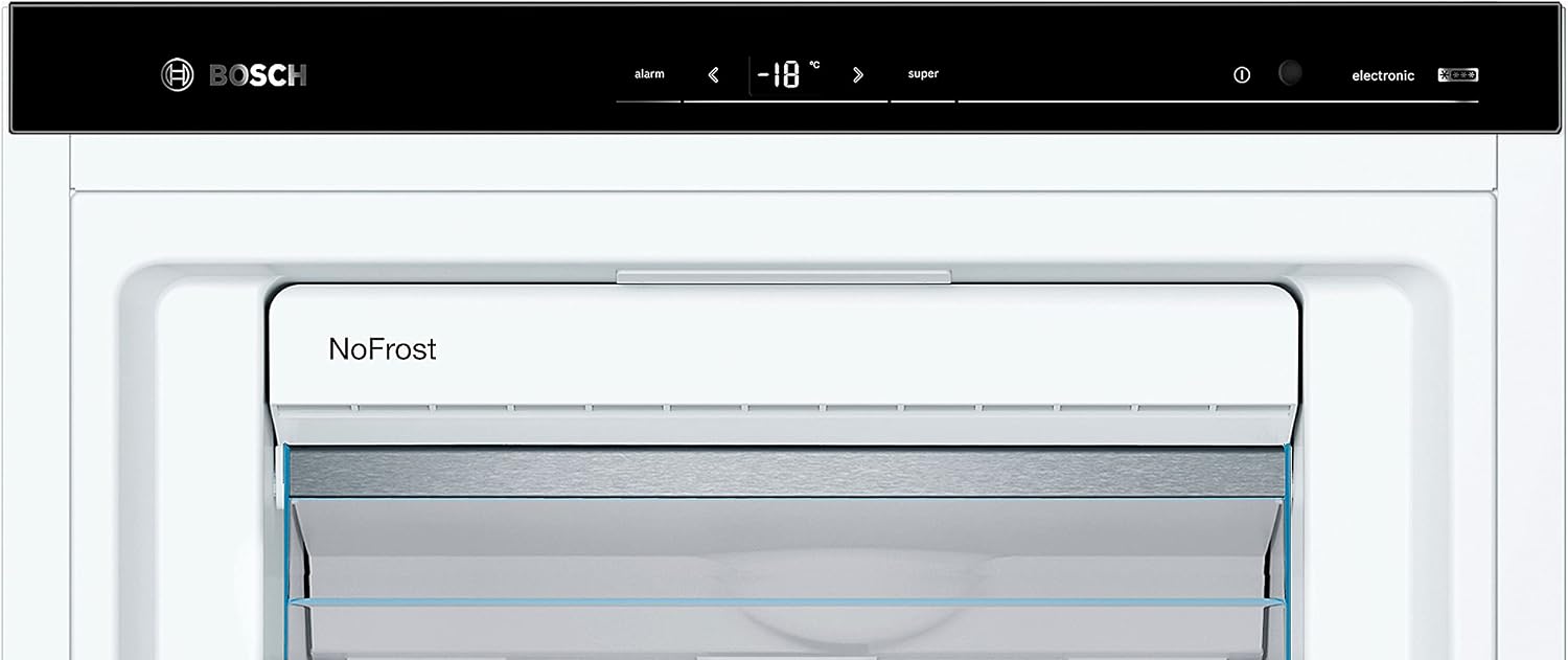 Bosch GSN54AWCV Série 6 Congélateur XXL 176 x 70 cm extra large 327 L NoFrost ne dégivrage plus jamais avec éclairage LED uniforme BigBox Espace pour gros aliments congelés Blanc