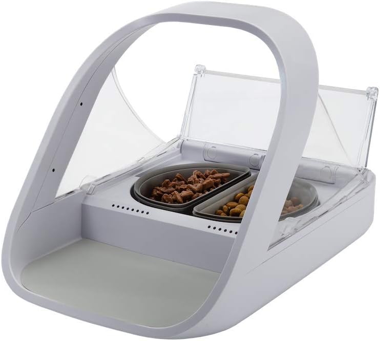 Sure PetCare | Distributeur de Nourriture Connect à Puce électronique SureFeed, Compatible avec Les médaillons d'identification par radiofréquence, contrôle par Application Mobile, Blanc