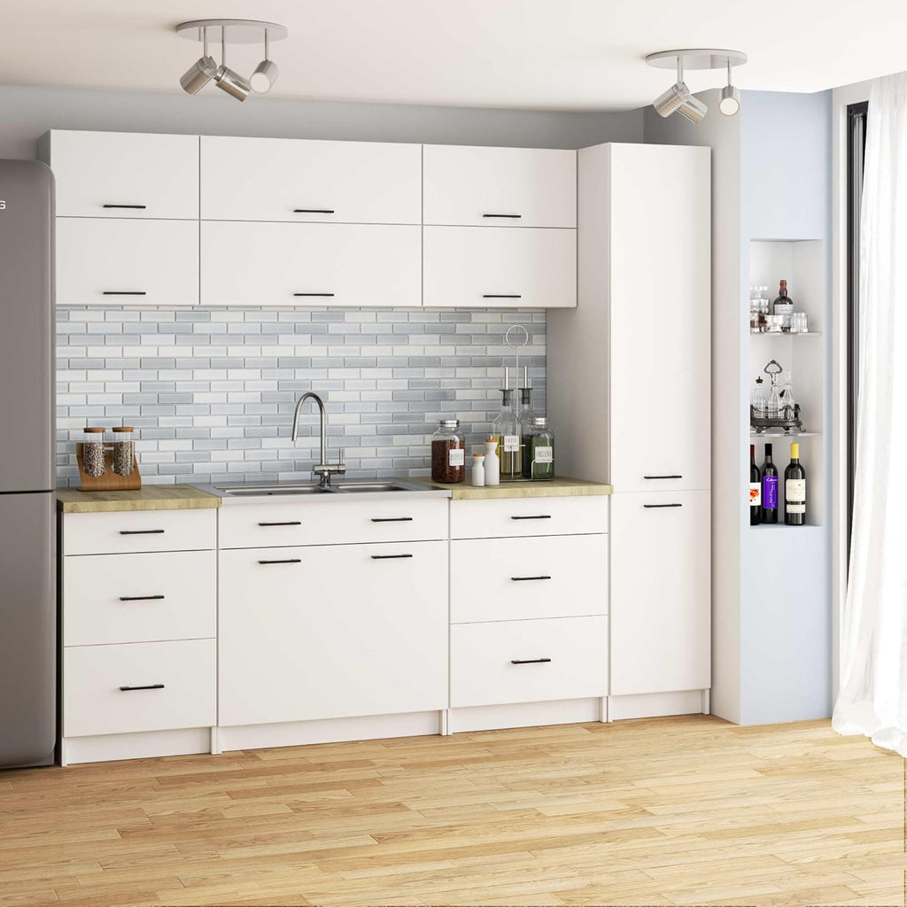 BDW - Colonne Cuisine - Armoire de Rangement 40 cm de Largeur, 205 cm de Hauteur, 57 cm de Profondeur - Spacieuse pour Provisions - Blanc