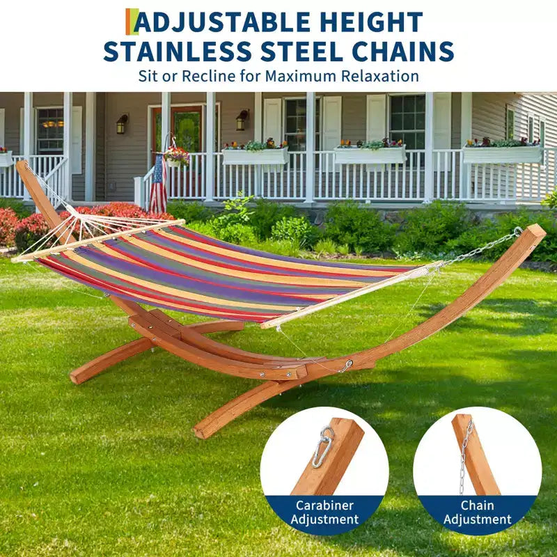 Hammock Stand, Heavy Duty Wood Outdoor Weatherproof Universal Stand - 475 Lbs Curved for Patio, Backyard, Indoor