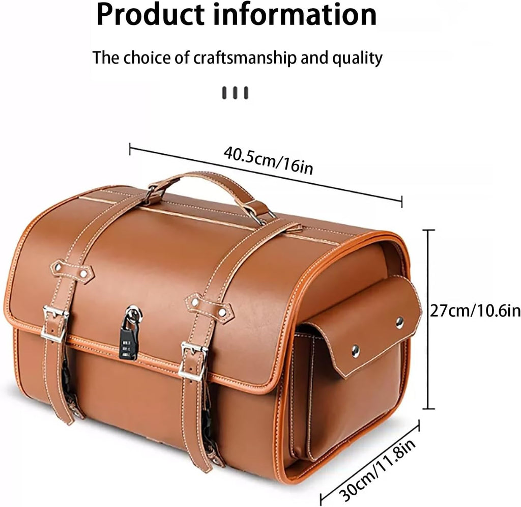 Top case de moto rétro, coffre universel épais et étanche, coffre de voyage avec serrure à combinaison de sécurité et poignée de transport, valise de rangement pour casque de moto, aspect élégant ( Co