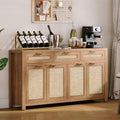 Buffet de salle à manger avec rangement de 160 cm, Bahut de style rustique avec bar à café, 3 tiroirs, 4 portes et étagères réglables pour salle à manger et cuisine