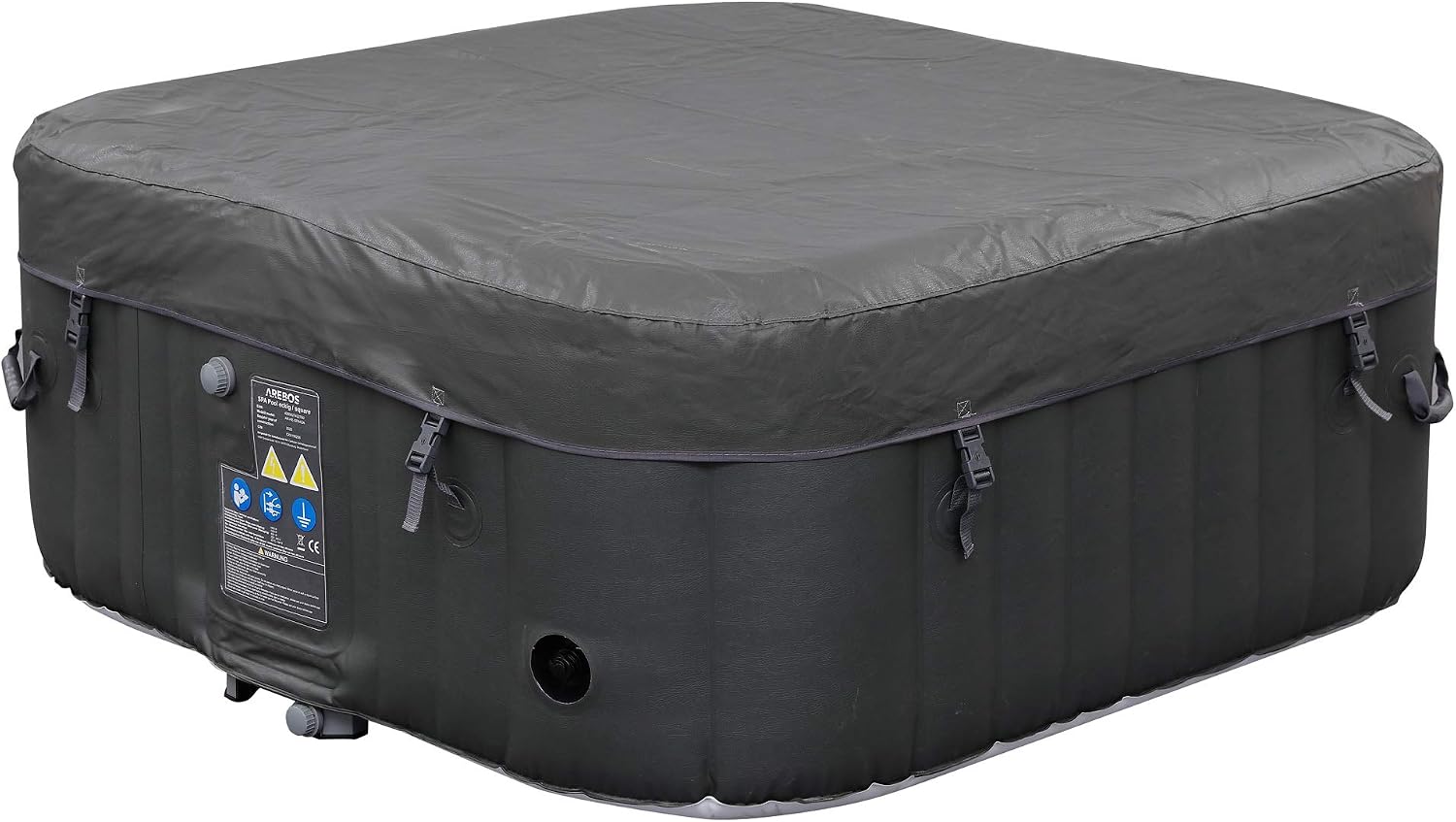Arebos Spa Gonflable | pour l'intérieur et l'extérieur | 4 Personnes | 154x154cm | 100 Jets de Massage | Spa Bien-être Chauffage | Massage Gonflable Carré | 600 litres