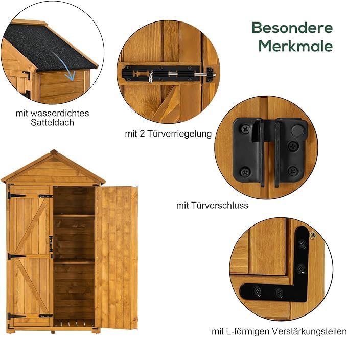 M MCombo Armoire de Jardin avec Toit à pignon en Bois imperméable Gris/Naturel 1000D 48 x 90 x 178 cm (Naturel)
