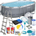 Bestway Power Steel 56088 Kit piscine avec pompe filtrante Gris ovale Bleu 427 x 250 x 100 cm