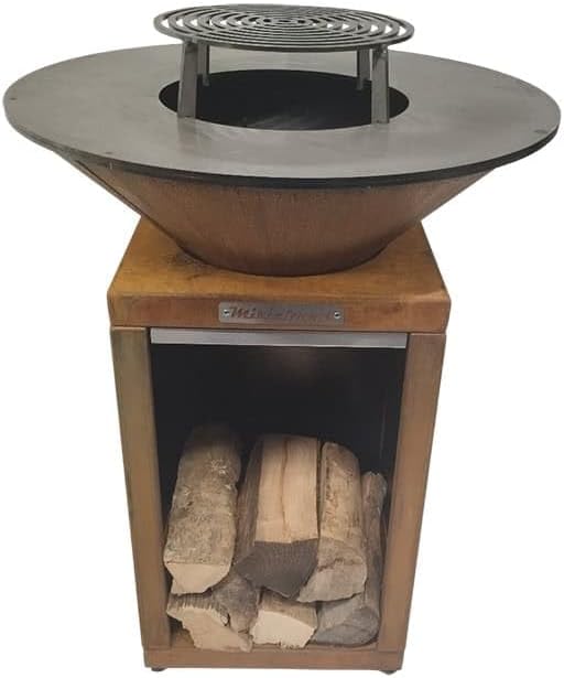 Brasero Acier corten Rond - 75 cm, 12 Personnes, Jardin et extérieur/Barbecues et planchas/Braseros