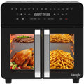 Iceagle Friteuse a Air 23L Dual Zone XXL Friteuse Sans Huile Air Fryer, 15 Programmes, 2200W, Recette(Noir)
