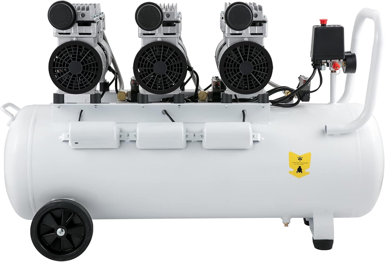 VEVOR Compresseur d’Air sans Huile Compresseur Silencieux à Air Comprimé Compresseur Outil d’Atelier pour Réparations Domiciliaires, Gonflage de Pneus (100L 2.2KW, Électrovanne)
