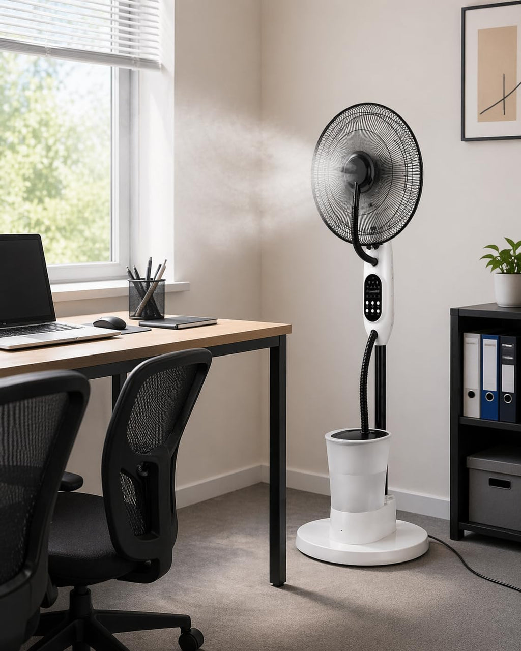 O'FRESH Ventilateur brumisateur sur Pied 125 cm – Puissant & Silencieux – Oscillation Automatique – 3 Vitesses – Intérieur – Idéal Maison, Bureaun Chambre - Rafraichit instantanémant