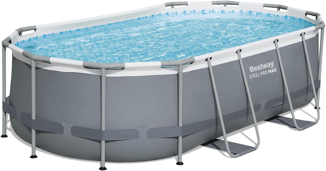 Bestway Power Steel 56088 Kit piscine avec pompe filtrante Gris ovale Bleu 427 x 250 x 100 cm