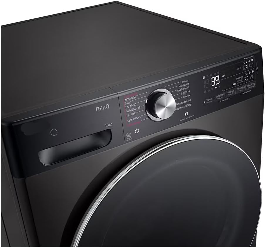 LAVE-LINGE LG F34R92BSTA ouverture hublot 13 kg 1400 trs/min profondeur 61.50 cm