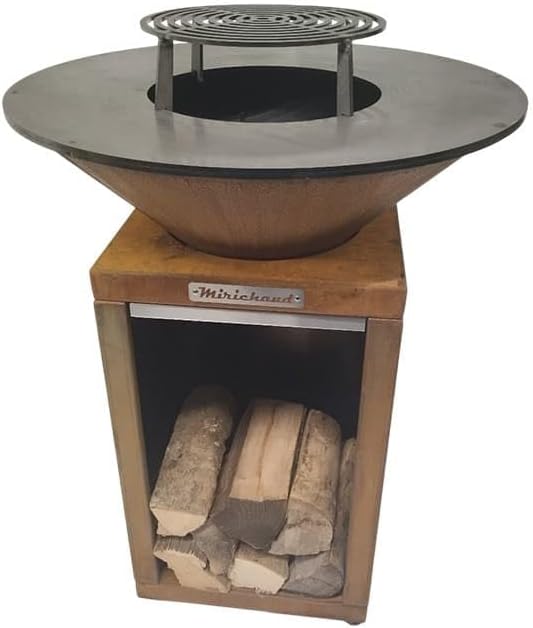 Brasero Acier corten Rond - 75 cm, 12 Personnes, Jardin et extérieur/Barbecues et planchas/Braseros