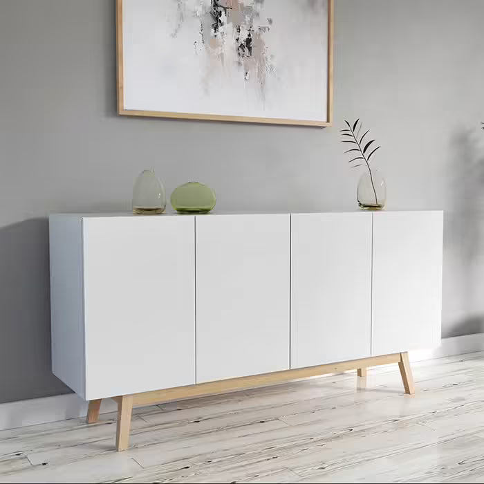 Buffet 4 Portes 2 Tiroirs Intérieurs Home Blanc Buffet