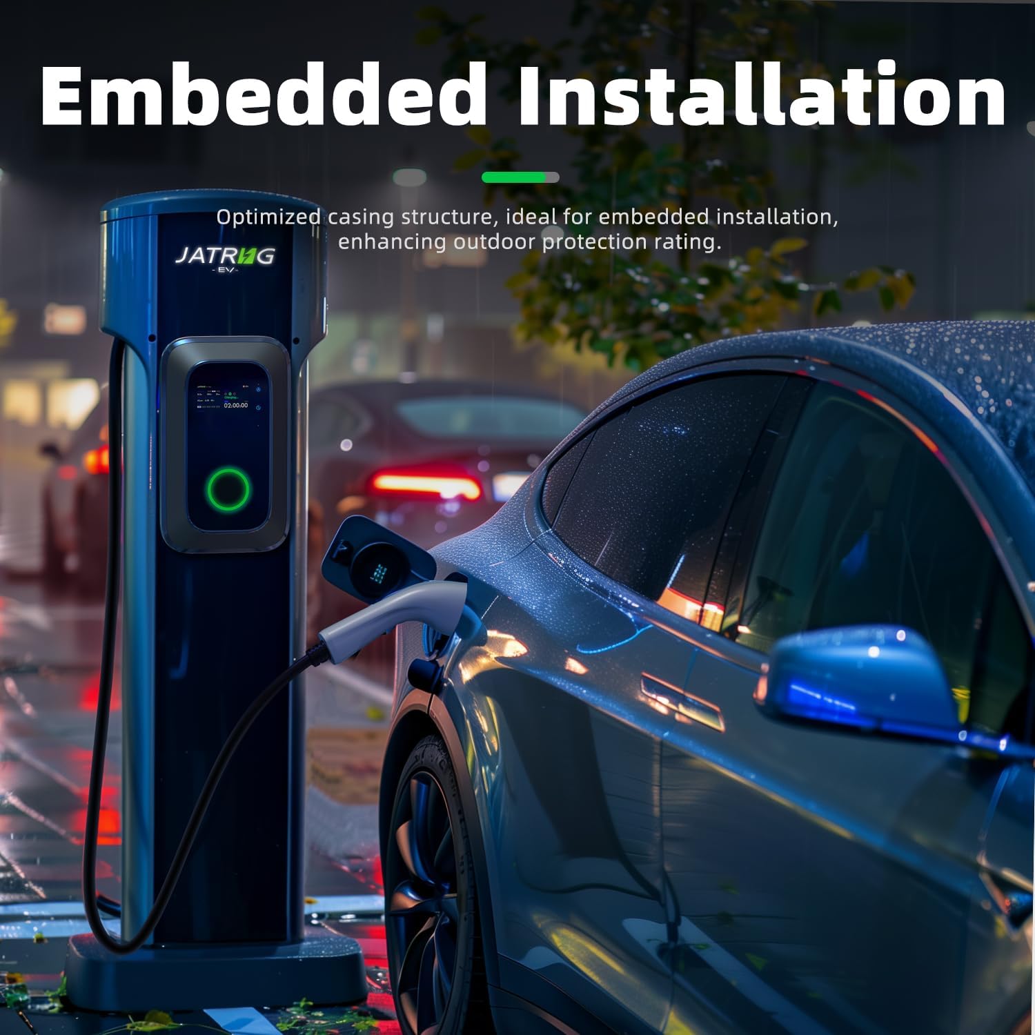 JATRHG S1 Borne de Recharge pour Véhicule Électrique 7kW 12M 32A Monophasé IP66 Station de Charge Type 2 IEC 62196-2 - Chargeur Rapide EV Wallbox