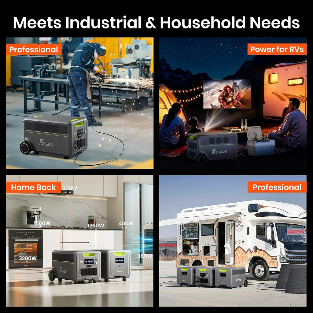 FOSSIBOT F7200 Station Électrique Portable 7200W, Batterie LiFePO4 5.2-15.6kWh, AC+Solair 5200W Max Entrée, UPS 3000W