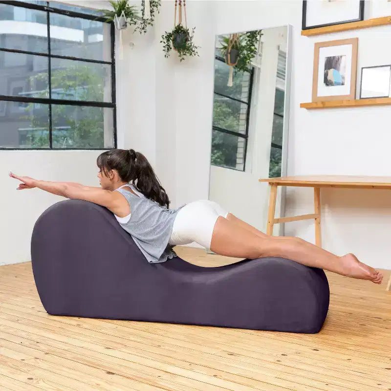 Avana Sleek Chaise Lounge for Yoga - Made in The USA - Great for Stretching, Relaxation, Exercise & More, 60D x 18W x 26H Inch, Light Grey