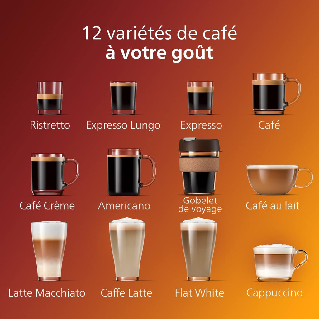 Expresso broyeur Série 5400 – 12 Spécialités de Café, Carafe LatteGo facile à nettoyer, Ecran intuitif, 4 Profils Utilisateur, Machine à café à grain Noir (EP5441/50)