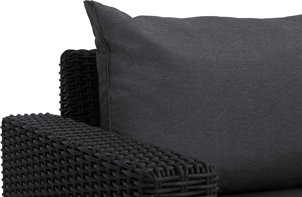Allibert by Keter California Canapé de Jardin 3 Places avec Coussins d'assise et de Dossier, en Plastique, Aspect rotin, Rond, Graphite/Gris Froid, 199 x 68 x 72 cm