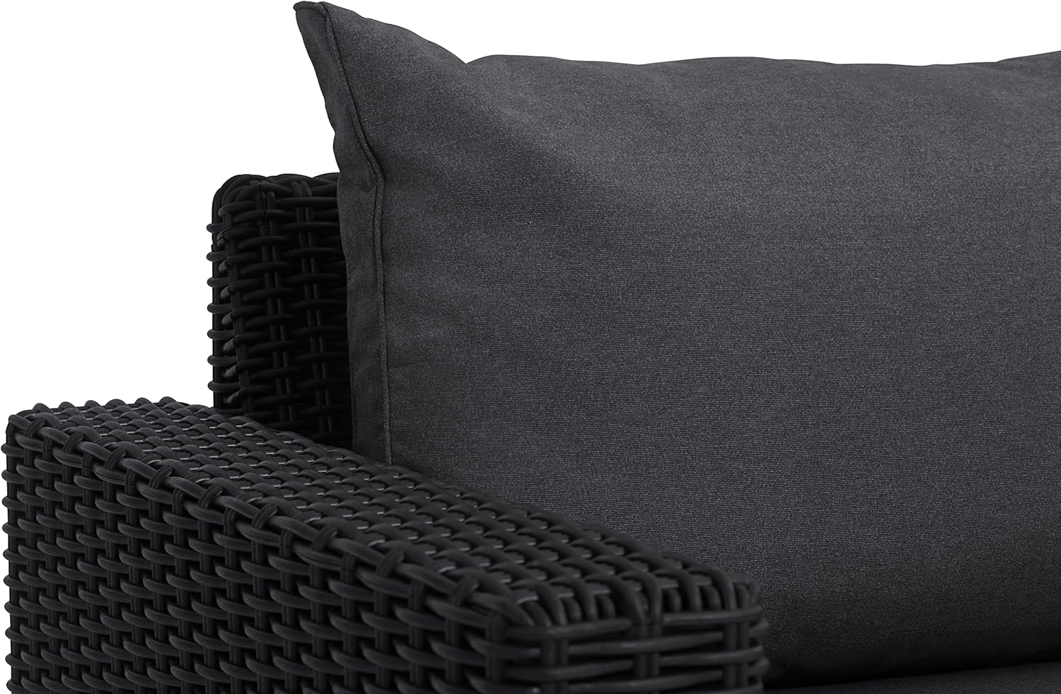Allibert by Keter California Canapé de Jardin 3 Places avec Coussins d'assise et de Dossier, en Plastique, Aspect rotin, Rond, Graphite/Gris Froid, 199 x 68 x 72 cm
