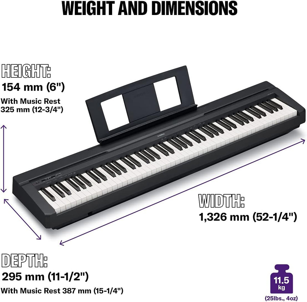 Yamaha P-45 piano numérique avec 88 touches – Compact et transportable – Idéal pour les débutants – Noir