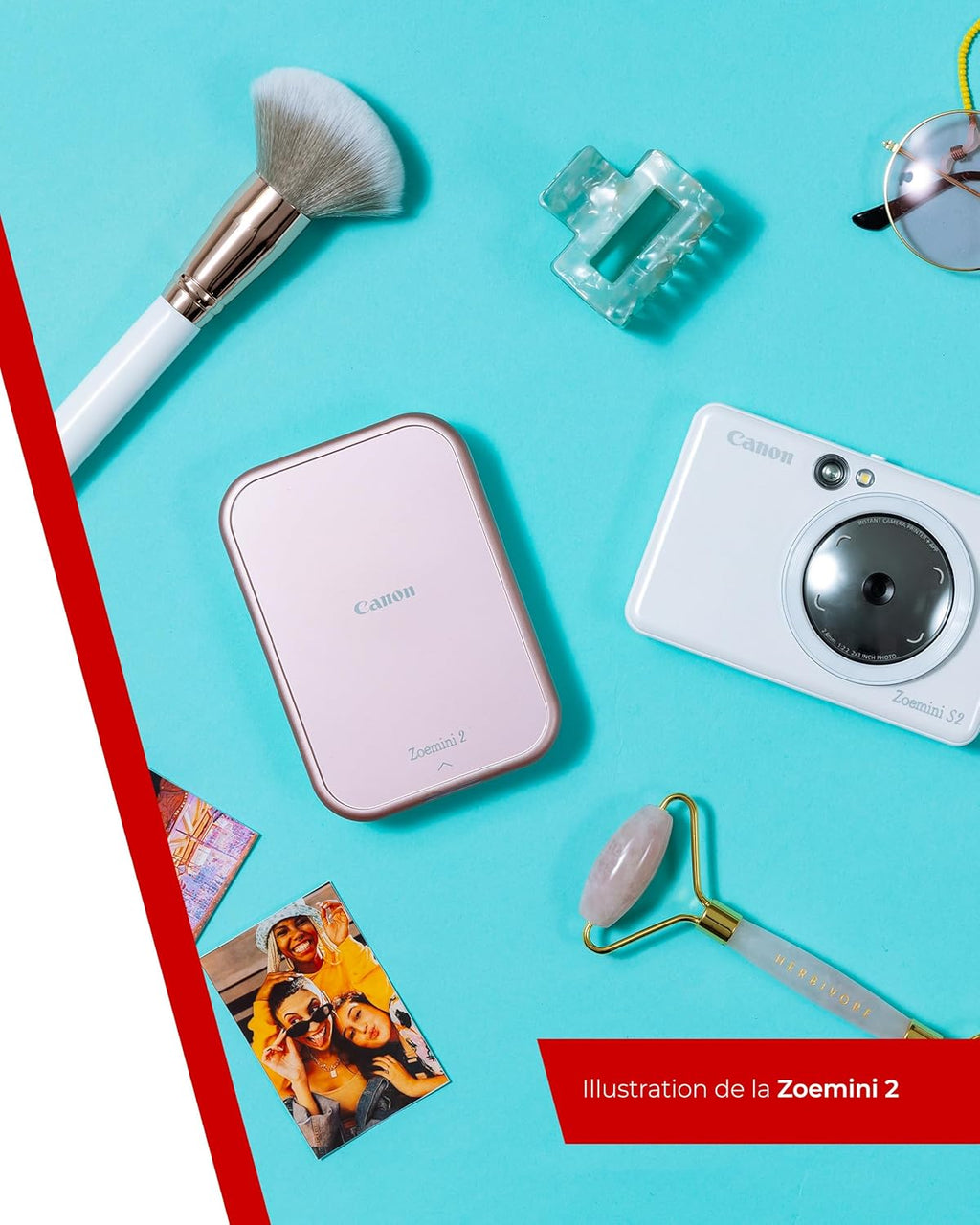 Canon Zoemini 2 Imprimante Photo Portable - Mini Imprimante Portable - Mini Imprimante Photo - Compacte et sans Fil - Bluetooth 5.0 et Charge Rapide Type-C - Imprimante de Voyage, Perle Blanche