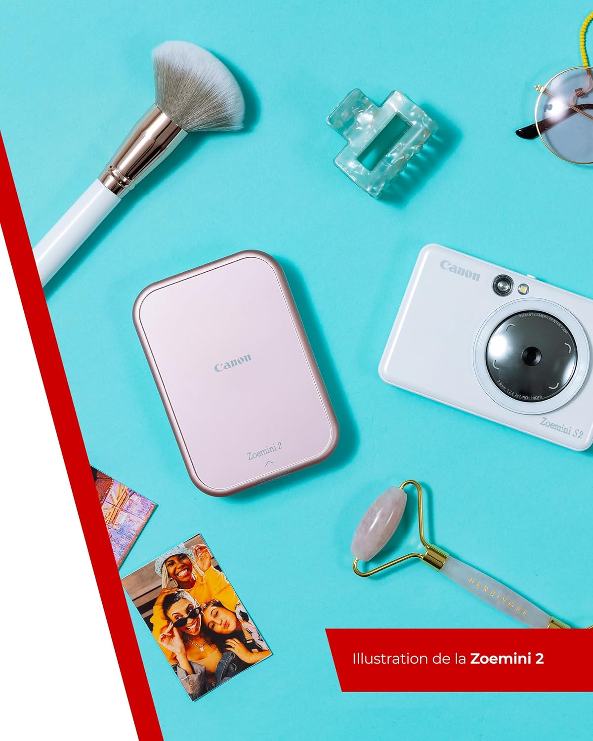 Canon Zoemini 2 Imprimante Photo Portable - Mini Imprimante Portable - Mini Imprimante Photo - Compacte et sans Fil - Bluetooth 5.0 et Charge Rapide Type-C - Imprimante de Voyage, Perle Blanche
