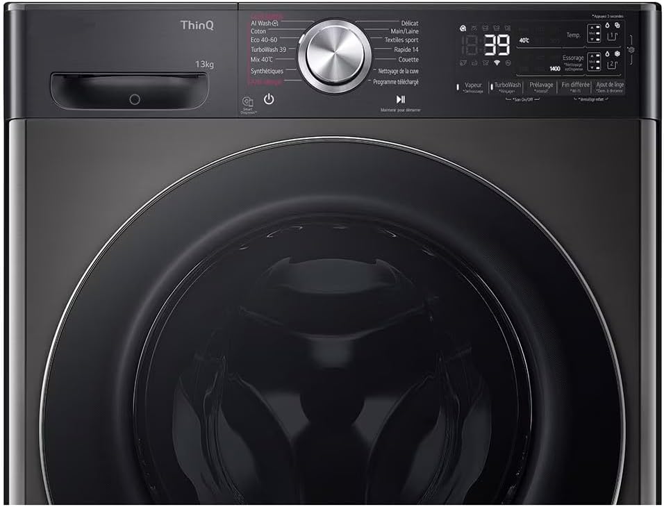 LAVE-LINGE LG F34R92BSTA ouverture hublot 13 kg 1400 trs/min profondeur 61.50 cm