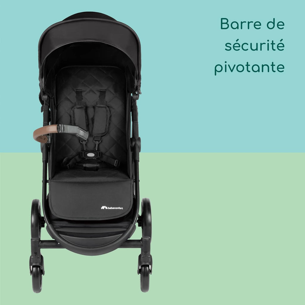 Bebeconfort Ingenious, Poussette canne compacte, Poussette confort avec position allongée , De la naissance à 4 ans env., Jusqu'à 22 kg, Major Black