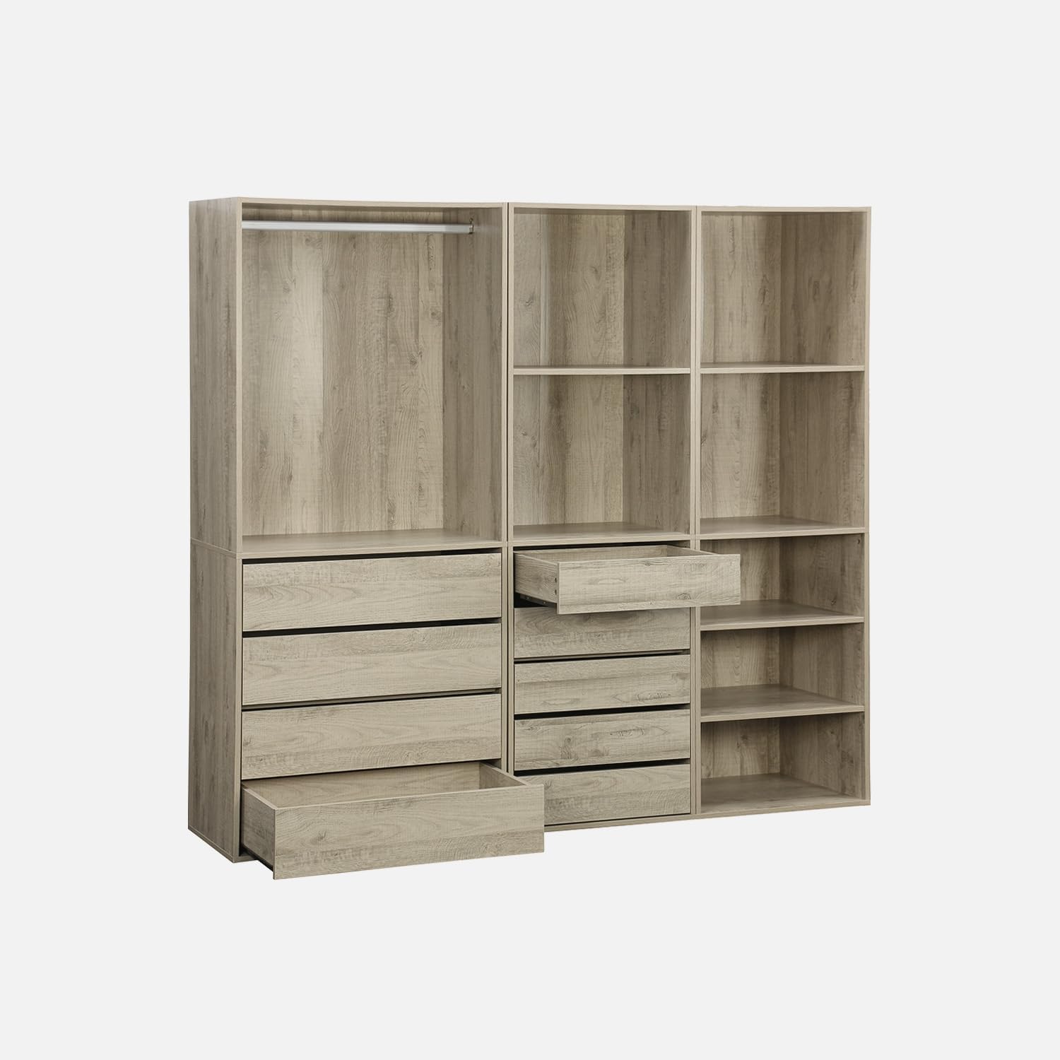 sweeek - Kit Dressing modulable 3 éléments MODULO. Naturel. 200 x 45 x 180 cm
