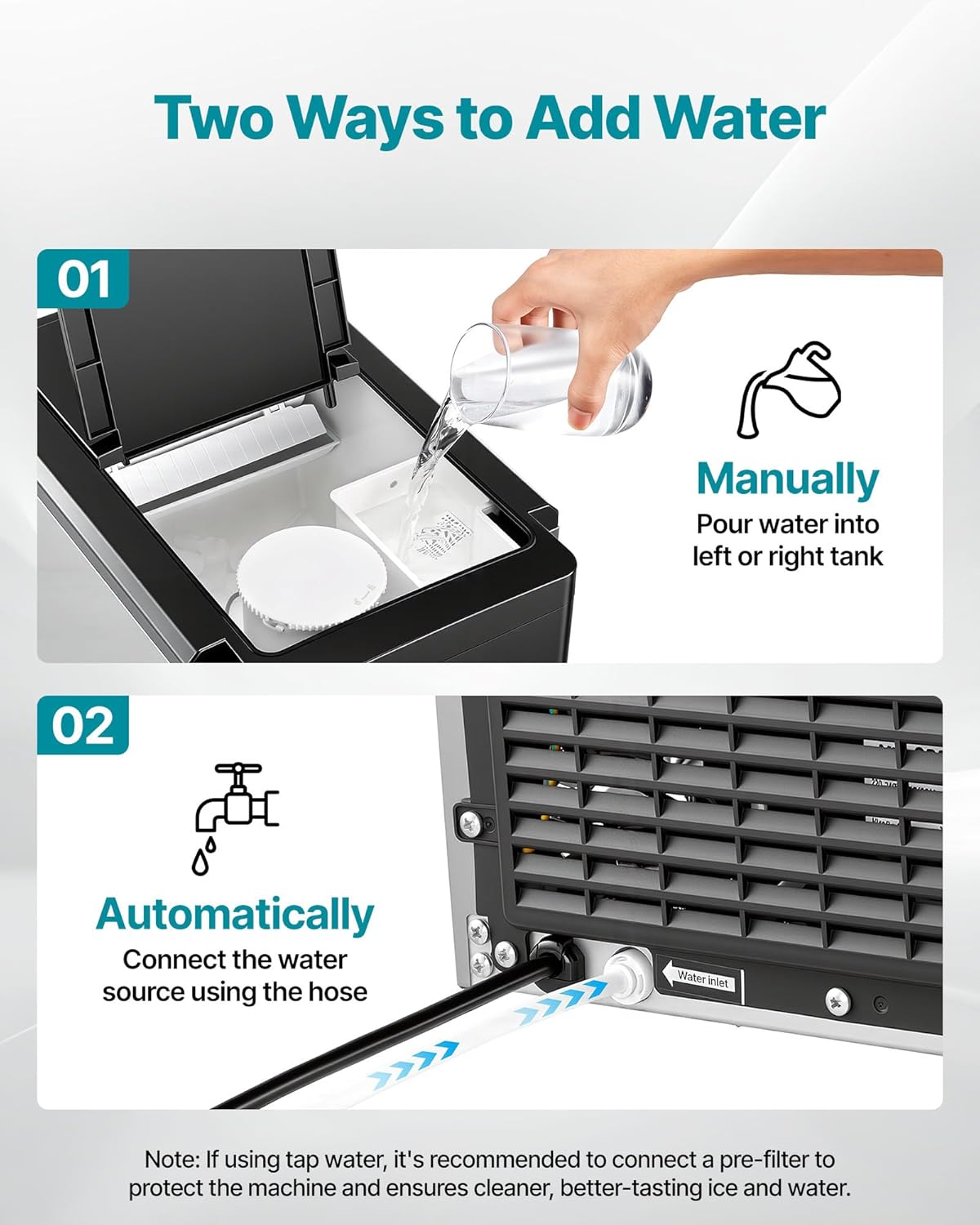 VEVOR Distributeur d'Eau 3-en-1 avec Machine à Glaçons et Broyeur à Glace, Fontaine à Eau à Poser, pour Fête Cuisine Maison Bureau, Production Rapide de Cube 16 kg/24 h et 12 PCs/7 min, avec Pelle
