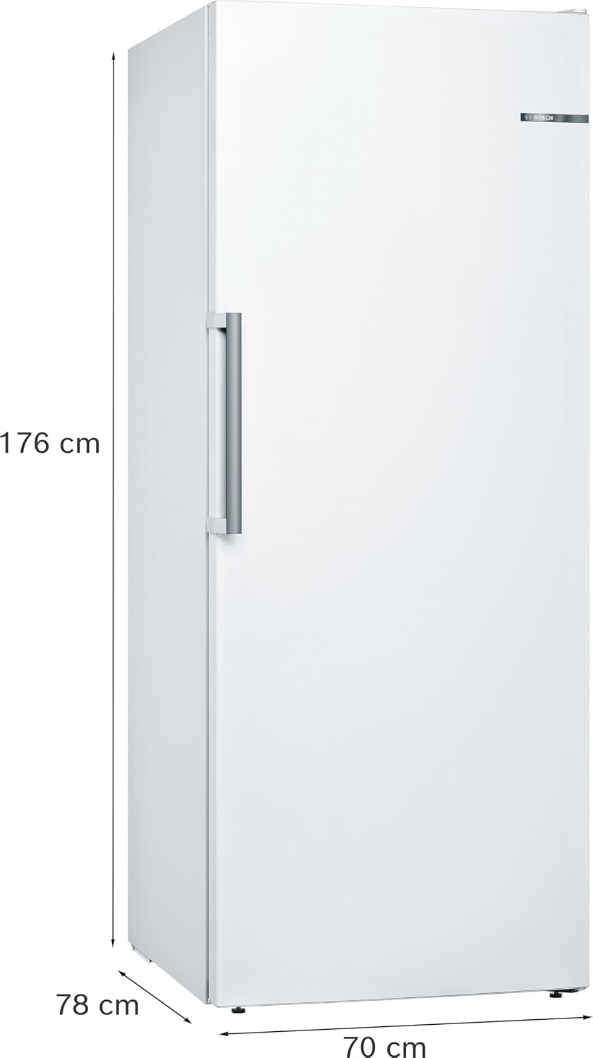 Bosch GSN54AWCV Série 6 Congélateur XXL 176 x 70 cm extra large 327 L NoFrost ne dégivrage plus jamais avec éclairage LED uniforme BigBox Espace pour gros aliments congelés Blanc