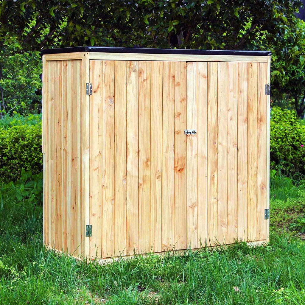 Wiltec Abri de Jardin – 1360 x 580 x 1270 mm – en Bois Verni – avec Toit revêtu par PVC et 2 Portes – Cabane Remise pour Rangement Outils pour Jardin, Terrasse & Balcon