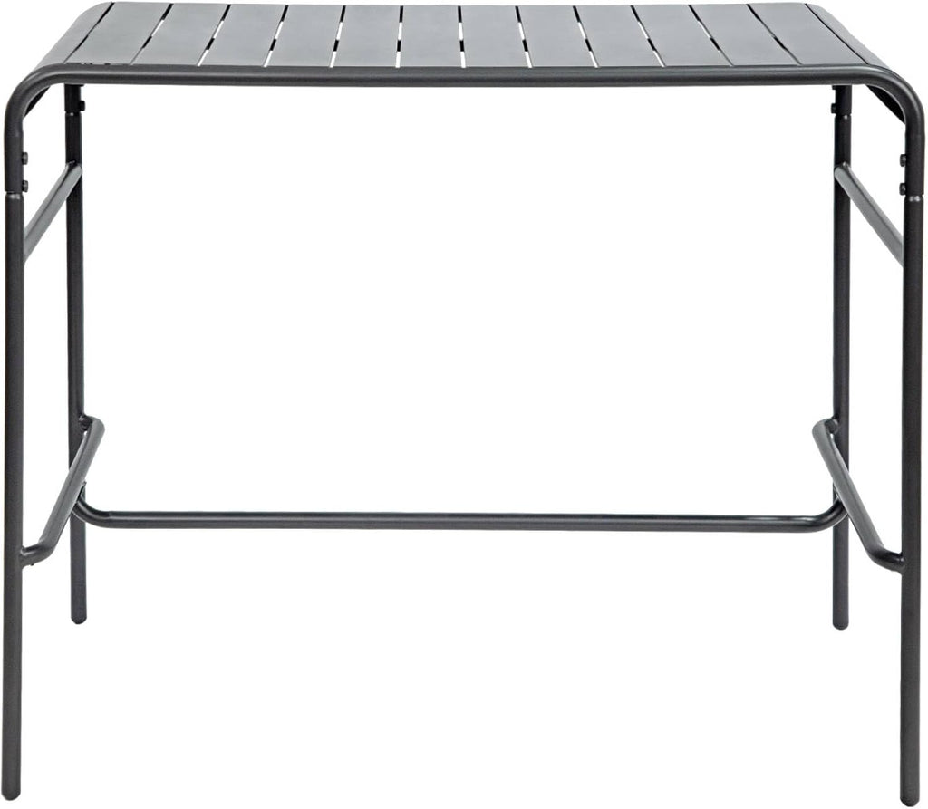 sweeek - Table Haute de Jardin Acier + 4 assises Amelia Anthracite. 4 chaises Hautes en Acier. 120 x 70cm x 95cm