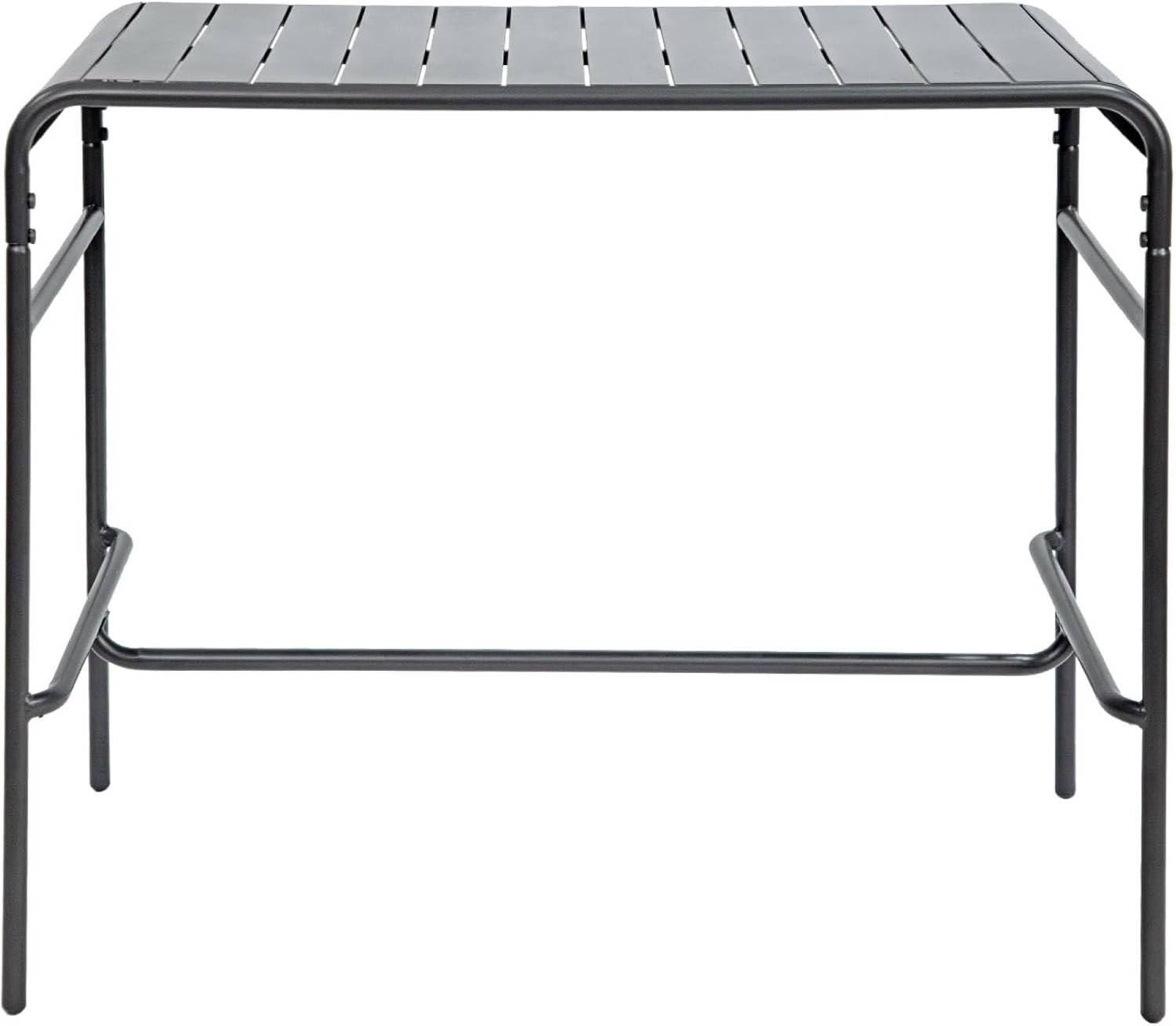 sweeek - Table Haute de Jardin Acier + 4 assises Amelia Anthracite. 4 chaises Hautes en Acier. 120 x 70cm x 95cm