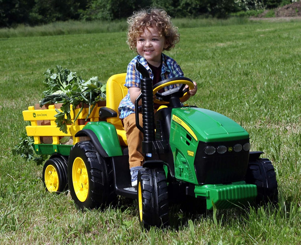 Peg Perego John Deere Ground Force 12V + remorque, vert/jaune, enfants