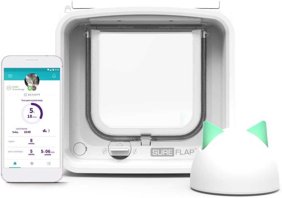 Sure PetCare | Chatière à Puce électronique Connect SureFlap avec Hub, Technologie DualScan, Compatible avec médaillon d'identification par radiofréquence et Puce, contrôle par Application