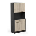 Buffet De Cuisine Coloris Chêne Kronberg Noir Mat L. 83,3 X H. 176,1 X P. 40 Cm Buffet de cuisine