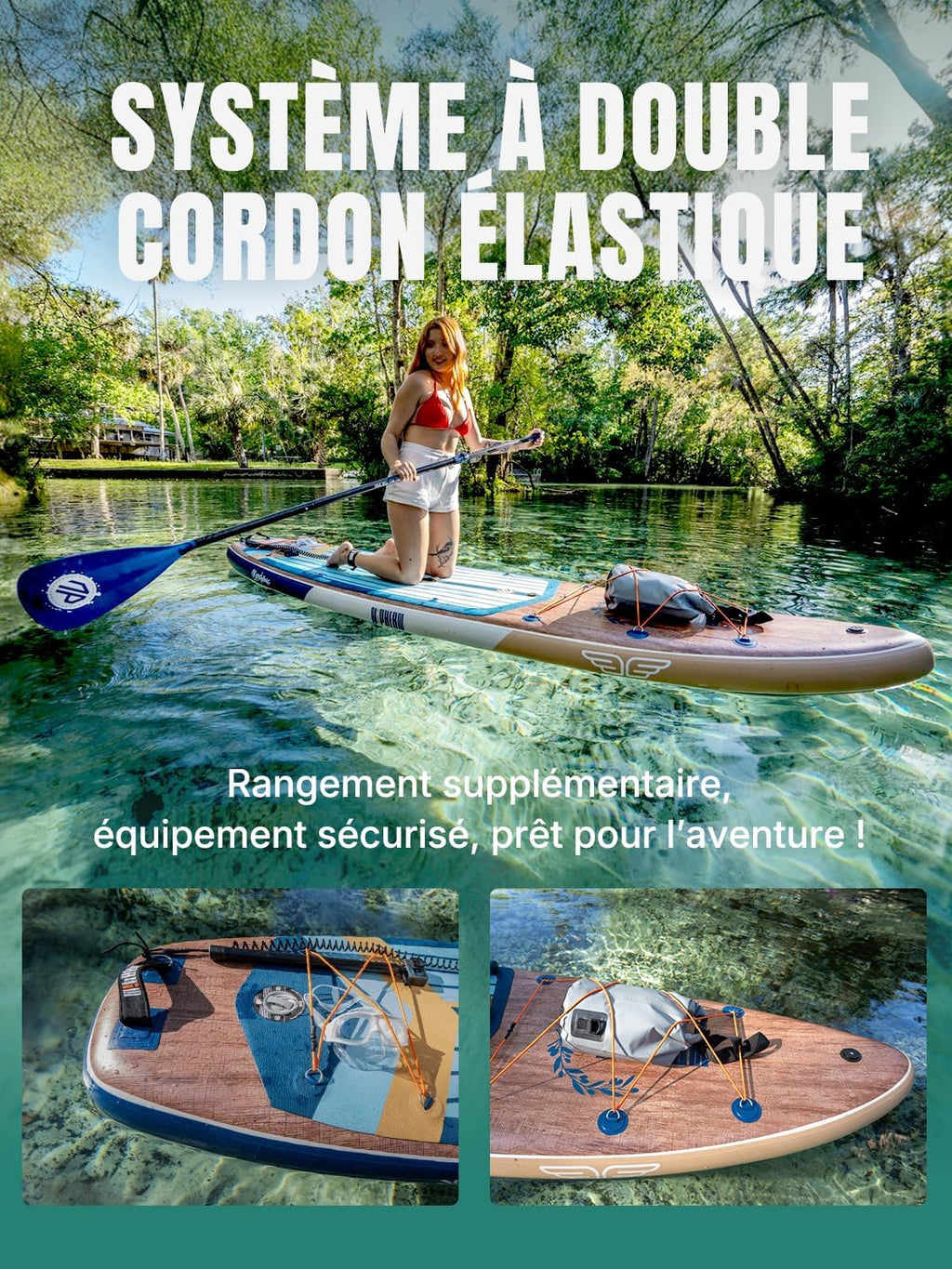 Niphean Extra Large Paddle Gonflable, Sup à 2+1 Personnes/Famille, Planches de Stand Up Paddle Gonflables avec Idéal Débutant Aileron Équilibré, Housse Étanche, Paddle Gonflable Adulte, Cadeaux