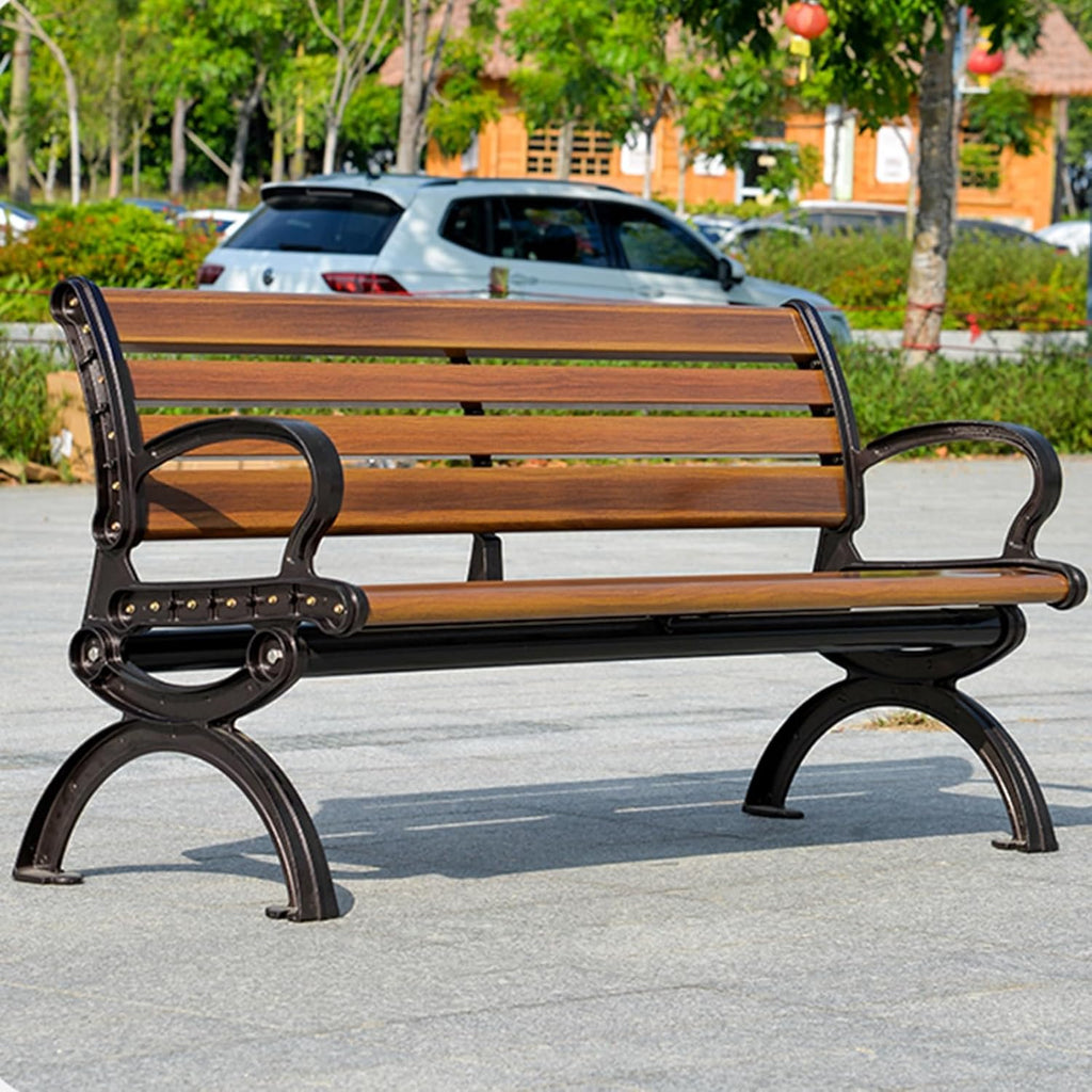 HZEPDVT Banc de Jardin en Aluminium for Trois Personnes avec Dossier et accoudoirs, résistant aux intempéries et à la Rouille, Banc de terrasse à Lattes métalliques