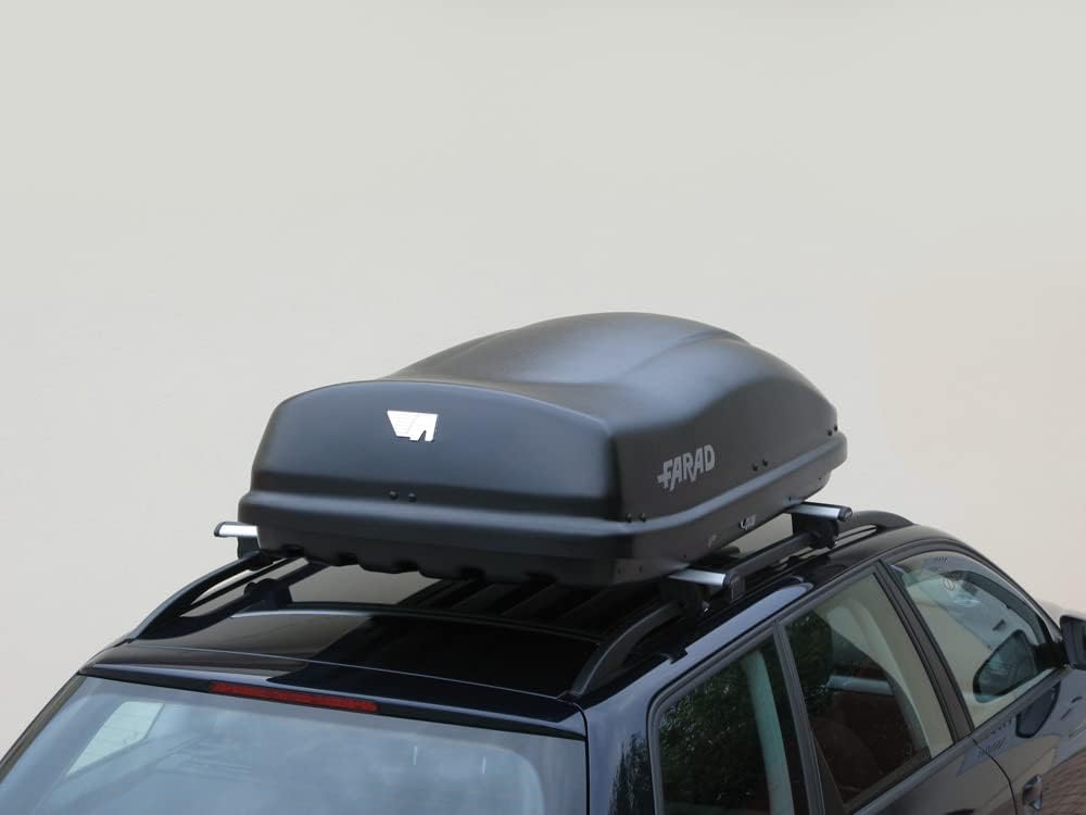 Farad Coffre de Toit Marlin 400L Noir - Double Ouverture Latérale, Homologation TÜV-GS, Garantie 5 Ans - Serrures centralisées sur 3 Points avec clés de sécurité - Résistant aux Rayons UV