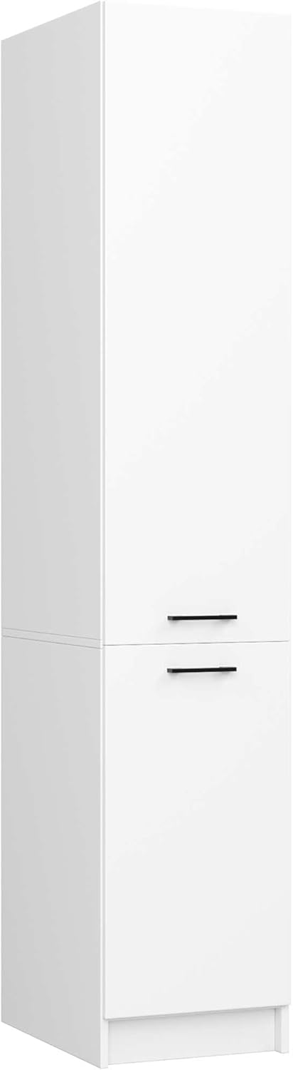 BDW - Colonne Cuisine - Armoire de Rangement 40 cm de Largeur, 205 cm de Hauteur, 57 cm de Profondeur - Spacieuse pour Provisions - Blanc