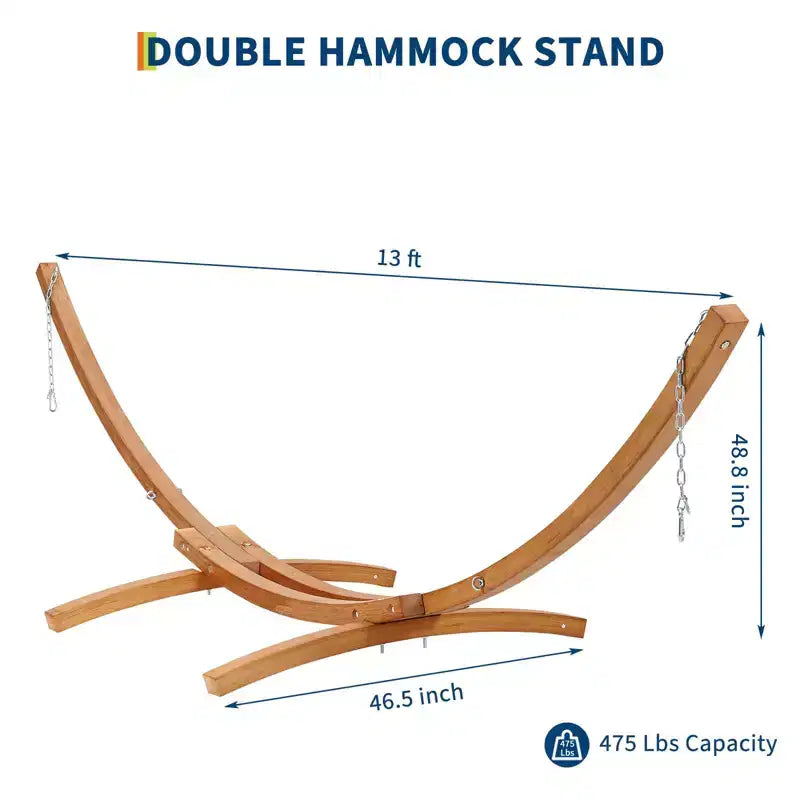 Hammock Stand, Heavy Duty Wood Outdoor Weatherproof Universal Stand - 475 Lbs Curved for Patio, Backyard, Indoor