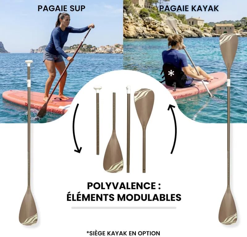 WOW Bloom 11.0 Sup Gonflable Paddle 335 cm x 84 cm – Stand Up Paddle Stable 2–3 Personnes, Pack Complet avec Pagaie 2en1 Kayak, Drop Stitch Renforcé, Charge 170 kg, Débutant à Intermédiaire