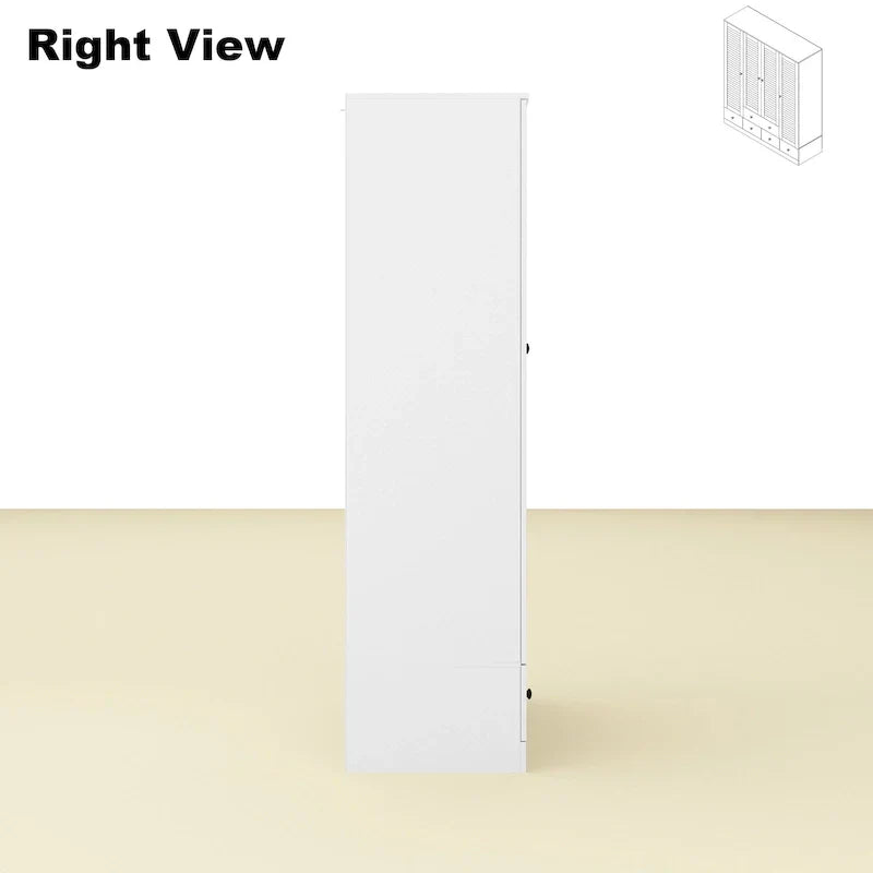 Wardrobe Armoire Closet 59W Large Freestanding Wardrobe Cabinet White